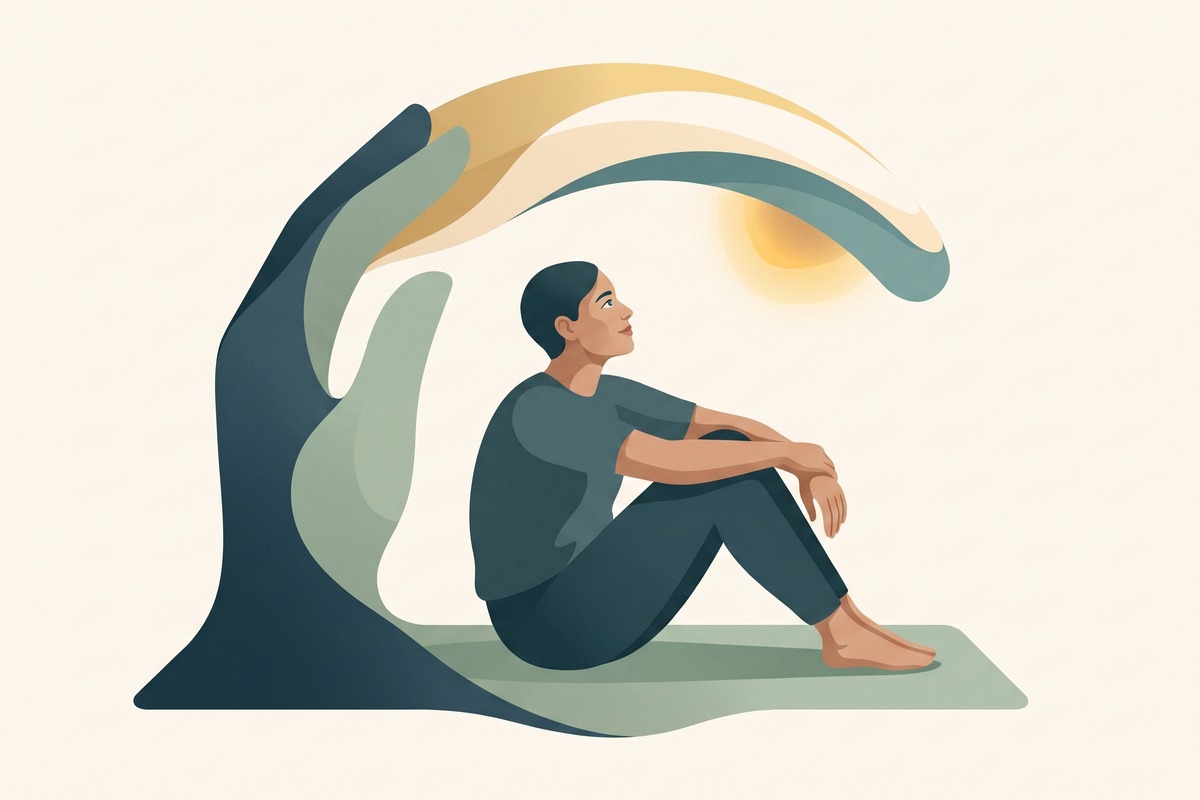 Original illustration representing safety and support during trauma informed psychological therapy